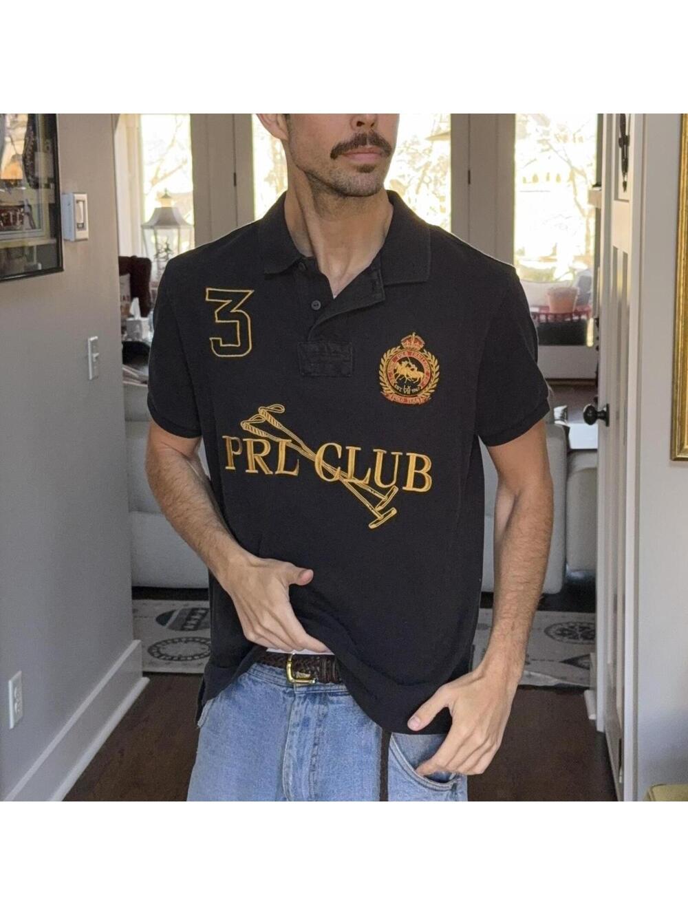 🖤 Polo Ralph Lauren PRL Club Embroidered Polo Shirt — Men’s Large (Custom Fit)